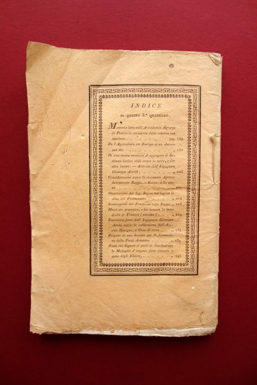 Rivista Trimestrale delle Arti Agrarie Orioli Astolfi Nobili Bologna 1828