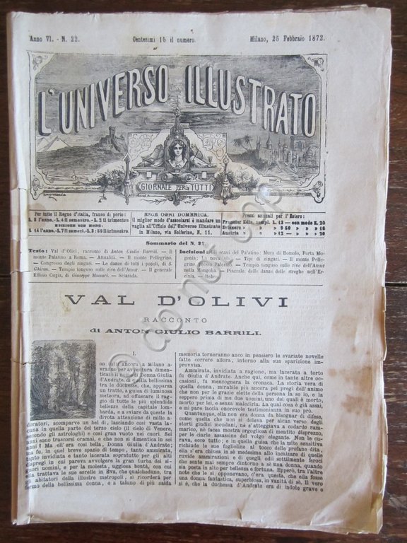 Rivista Universo Illustrato 1872 22 Zingari Monte Pellegrino Palermo Nomadi