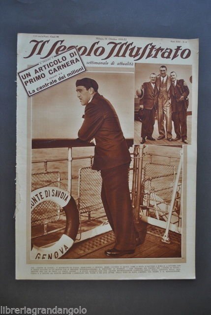 Riviste Secolo Illustrato Pugilato Boxe Pesi Massimi Carnera Ritorno Italia …