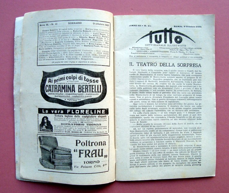 Roberti Abruzzo Impianti idroelettrici servizi automobilistici Tutto N.41 1921