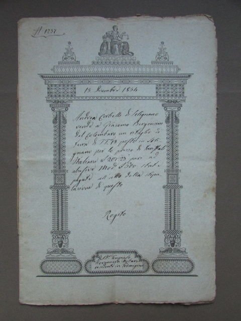 Rogito Manoscritto Solignano Modena Terra Corbelli Bergonzini 1854 Diritto