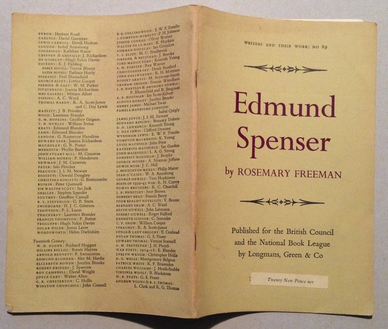 Rosemary Freeman Edmund Spenser Longmans Green Co 1968