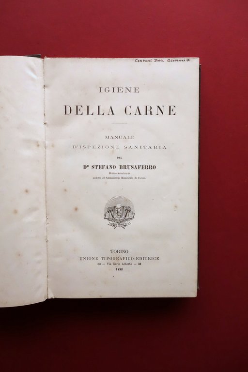 S. Brusaferro Igiene della Carne Manuale Ispezione Sanitaria UTET Torino …