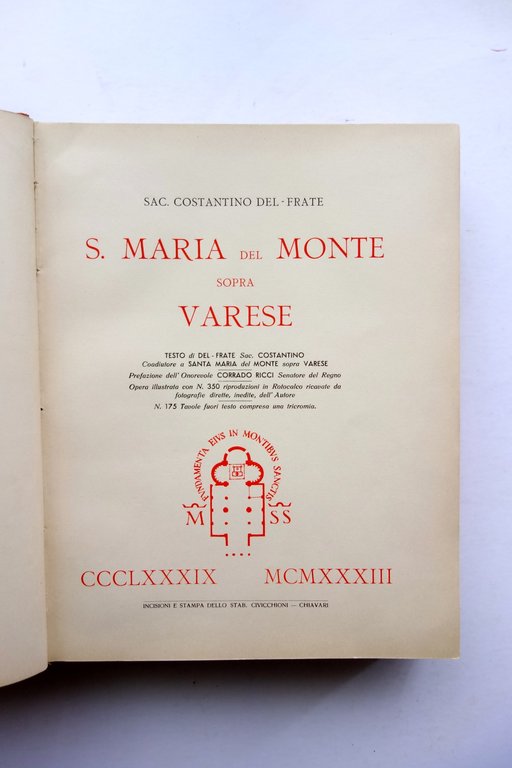 S. Maria del Monte Sopra Varese Costantino del Frate Civicchioni Chiavari 1933