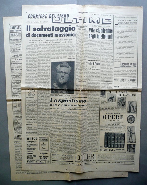 Salvataggio di Documenti Massonici A. Monti Corriere del Libro Anno …