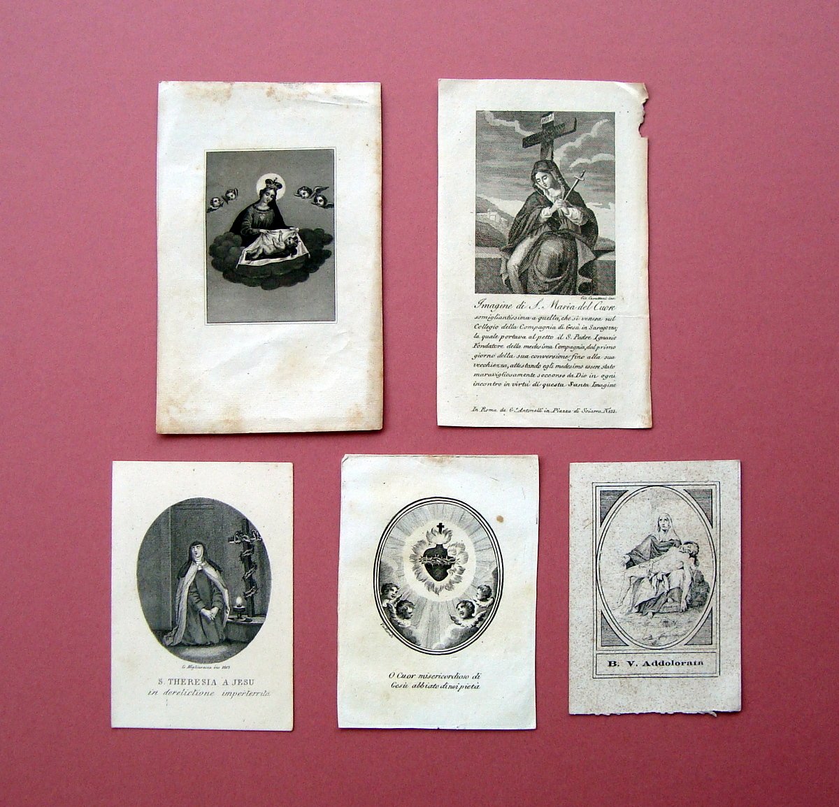 Santini 5 incisioni ' 800 Maria B.V Addolorata S.Teresa SMaria …