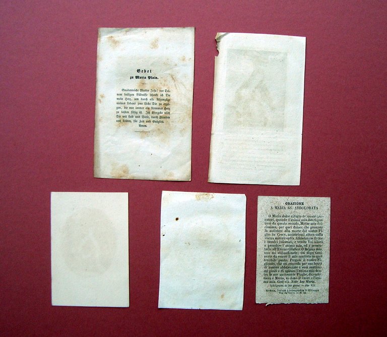 Santini 5 incisioni ' 800 Maria B.V Addolorata S.Teresa SMaria …