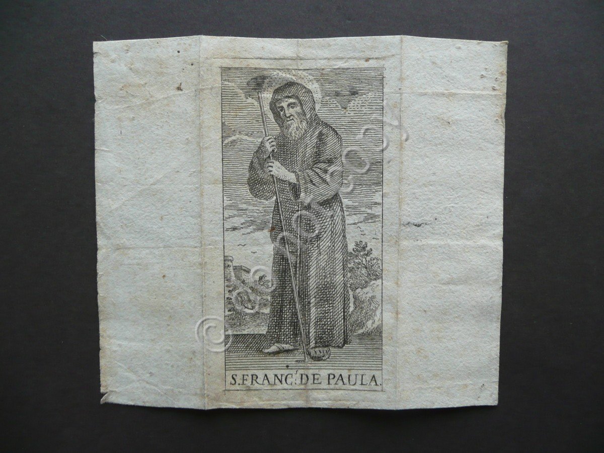 Santino Incisione San Francisco De Paula Primo Ottocento Religione Fede