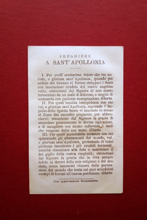 Santino S. Apollonia V. M. Protettrice Mal di Denti Cromolitografia …