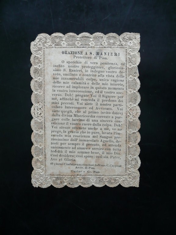 Santino Traforato S. Ranieri Protettore di Pisa F. Schemm Norimberga …