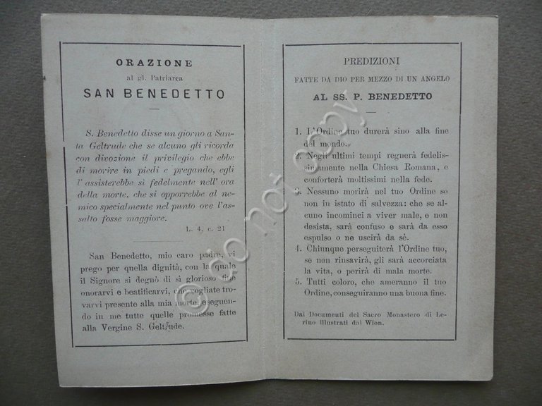 Santino Viatico di S.Benedetto Memoria XIV Centenario 1880 Litografia S.Giuseppe | Immagine Gallery 2