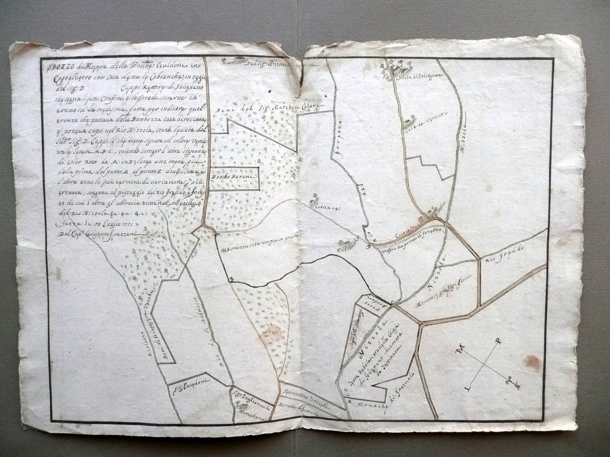 Sbozzo Mappa Possessione Guidoni Castelvetro Modena Cabianche Rio Nizzola 1771 | Immagine principale