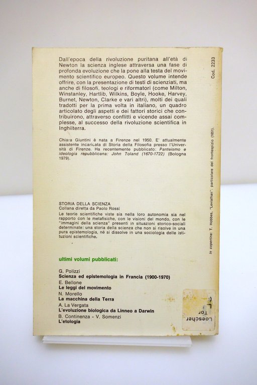 SCIENZA E SOCIETA' IN INGHILTERRA DAI PURITANI A NEWTON GIUNTINI …