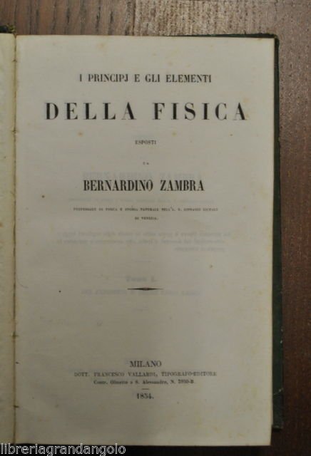 Scienze Zambra Principi Elementi Fisica Fenomeni Naturali Leggi Cause 1854