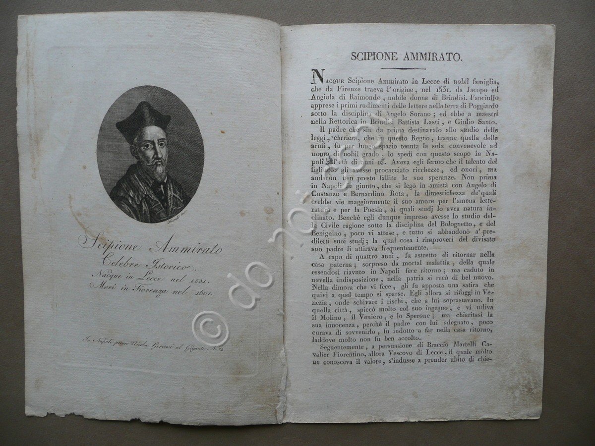 Scipione Ammirato Celebre Storico Ritratto Biografia Nicola Gervasi Napoli Lecce