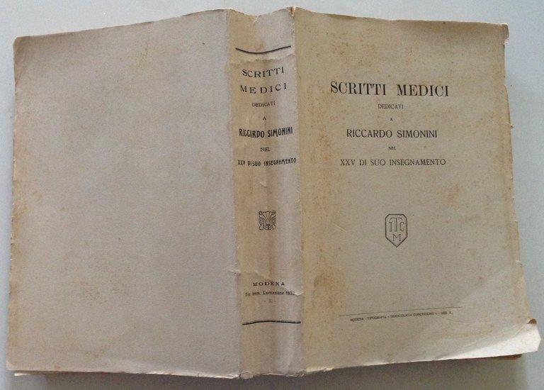 Scritti Medici Dedicati a Riccardo Simonini Immacolata Concezione Modena 1932