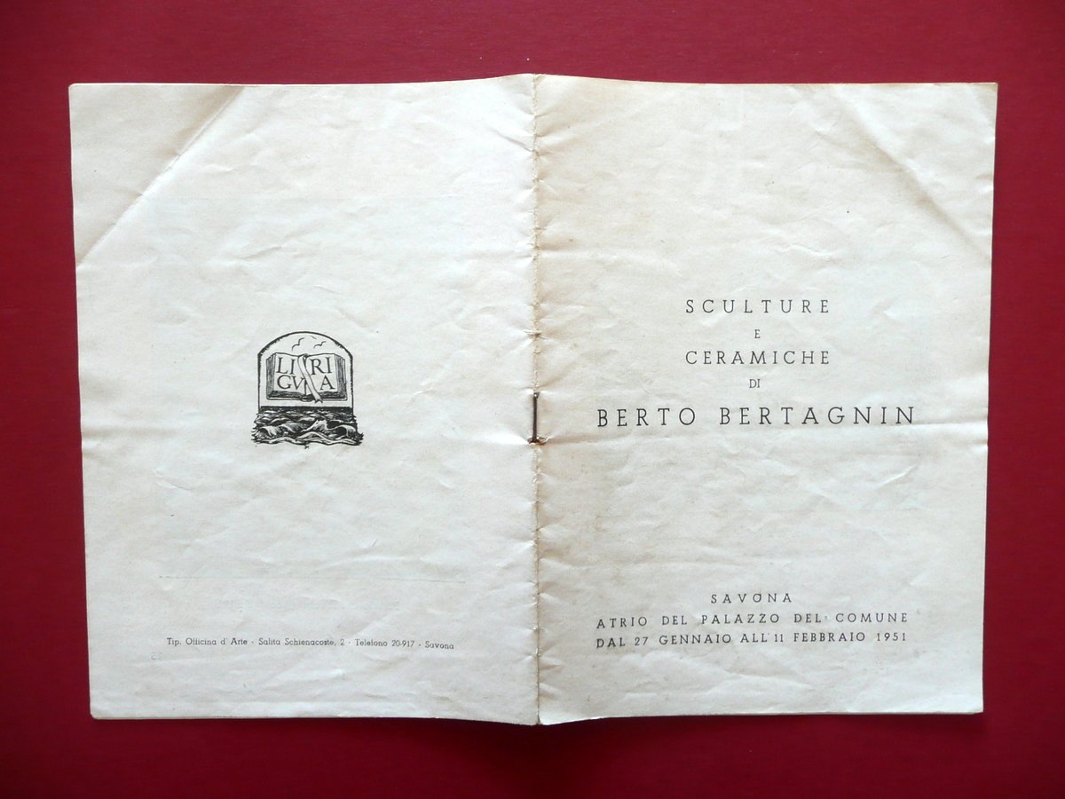 Sculture Ceramiche di Berto Bertagnin Catalogo Tullio d'Albissola Savona 1951