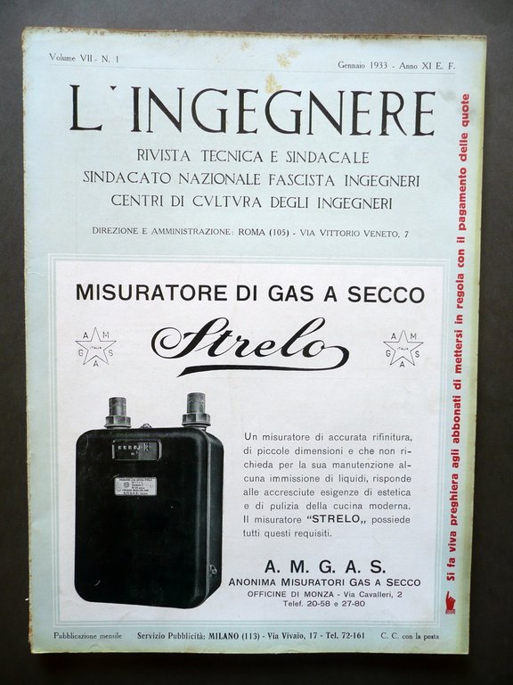 Scuola Guglielmotti Roma Piano Regolatore Sassari L'Ingegnere Vol. VII N. 1 1933