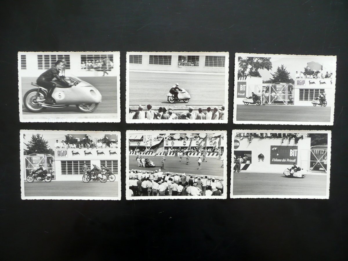 Sei Fotografie Originali Motociclismo Gara Bandirola Verte Milano Anni '50 …