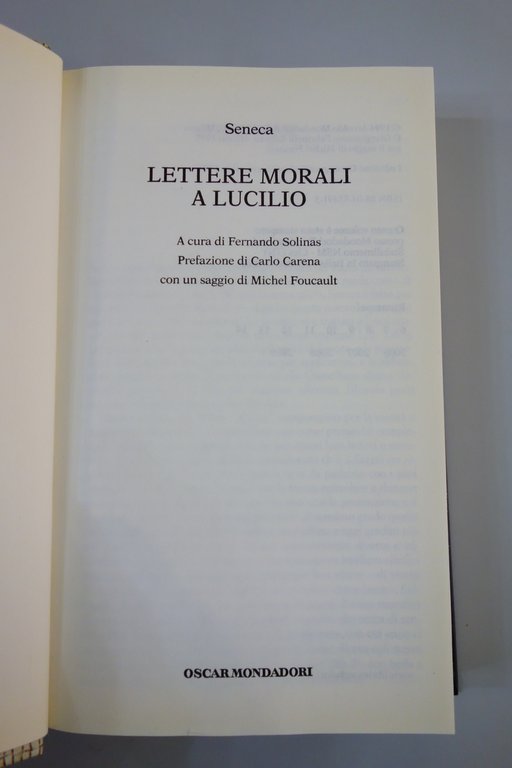 SENECA LETTERE MORALI A LUCILIO CON SAGGIO DI FOCAULT MONDADORI …