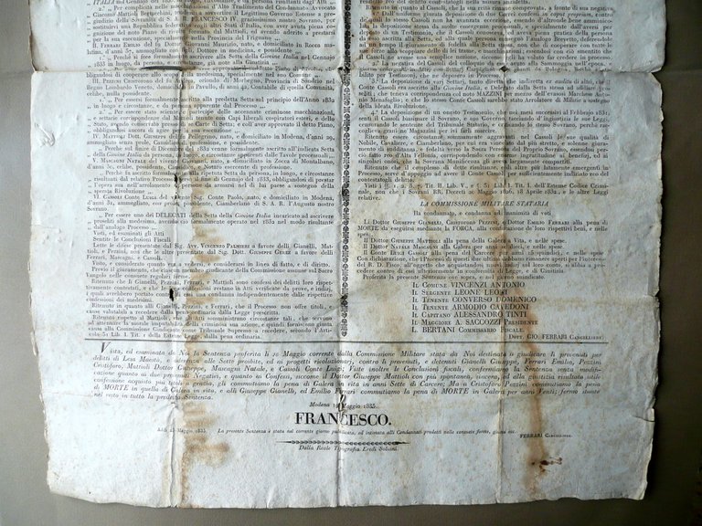 Sentenza Giovine Italia Moti Lesa Maest‡ Mattioli Mascagni Zocca Modena … | Immagine Gallery 3