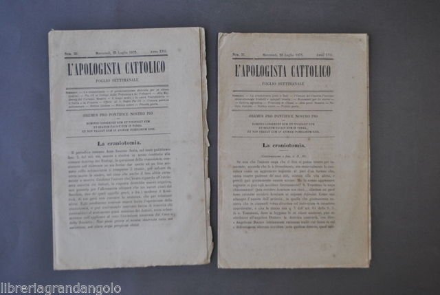 Settimanale Apologista Cattolico Craniotomia Uccisione Feto Testa Medicina 1873