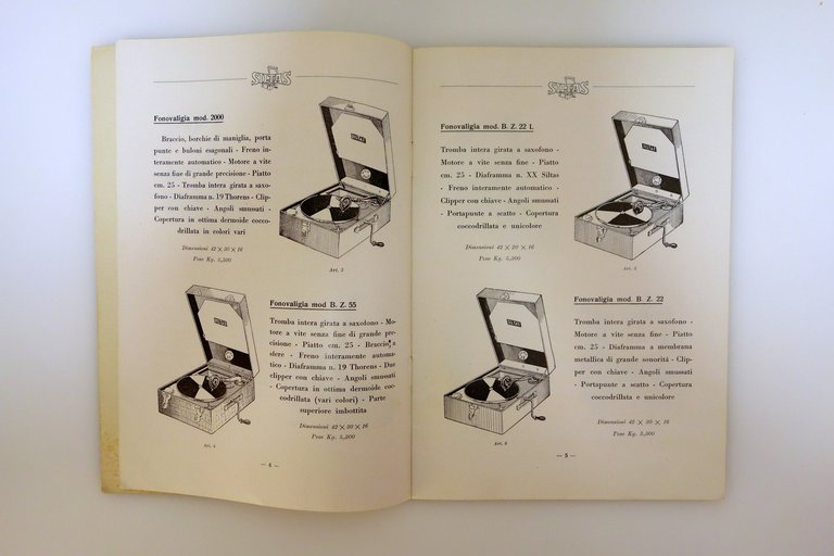 Siltas Silvano Tasselli Firenze Catalogo Generale 1937 Fonorafo Fonovaligie