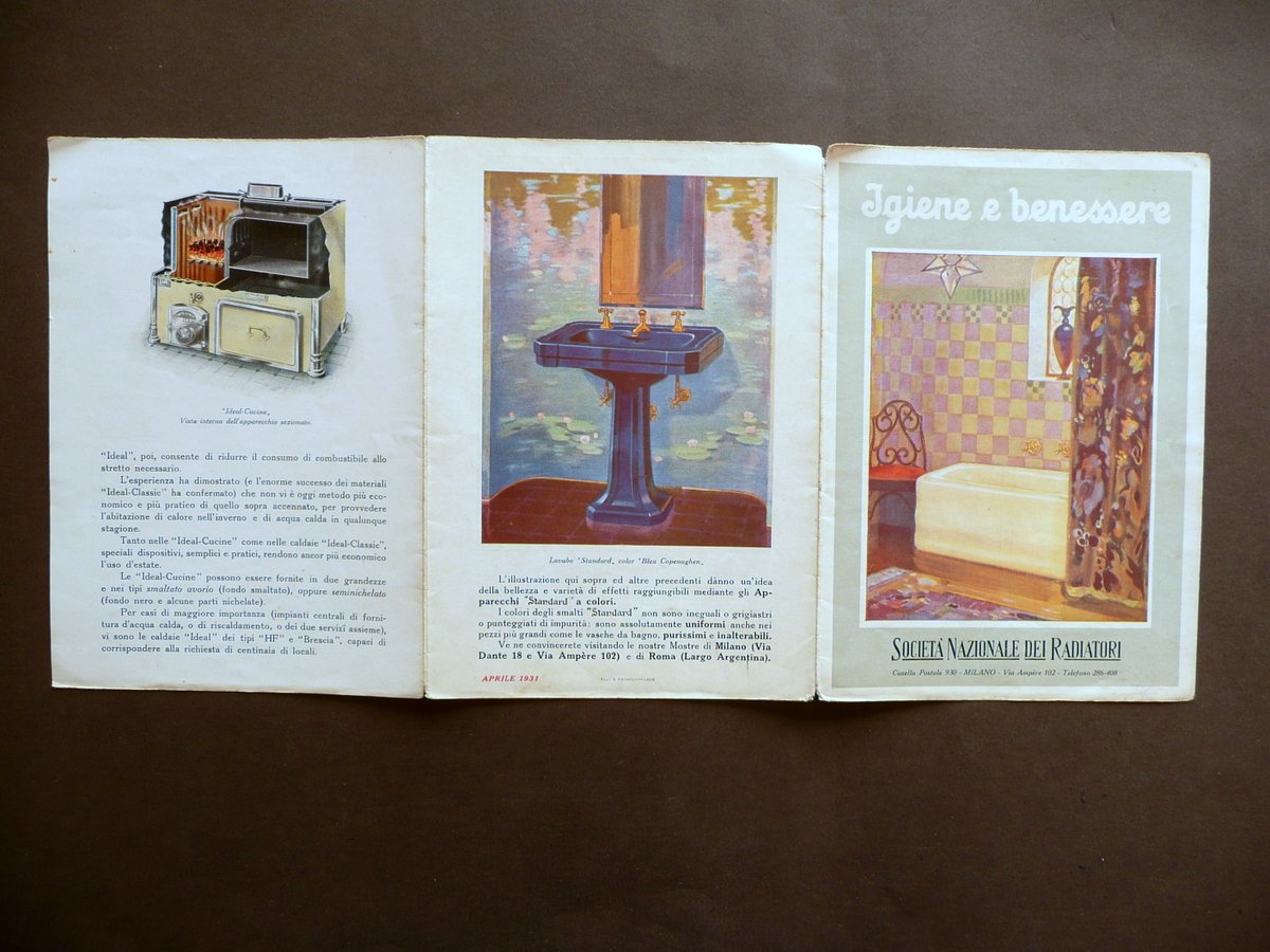 Societ‡ Nazionale dei Radiatori Igiene e Benessere Pieghevole Pubblicit‡ 1931