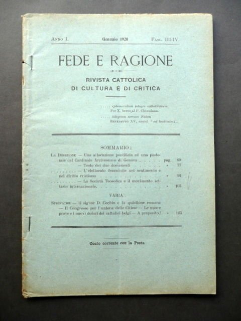 Societ‡ Teofisica Movimento Settario Internazionale Fede Religione Firenze 1920