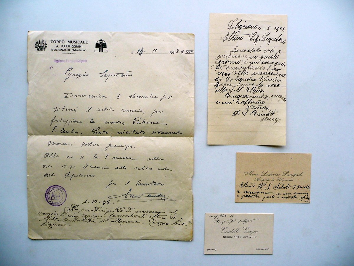 Solignano Modena Documenti Vari Corpo Musicale Parmiggiani Anni Trenta
