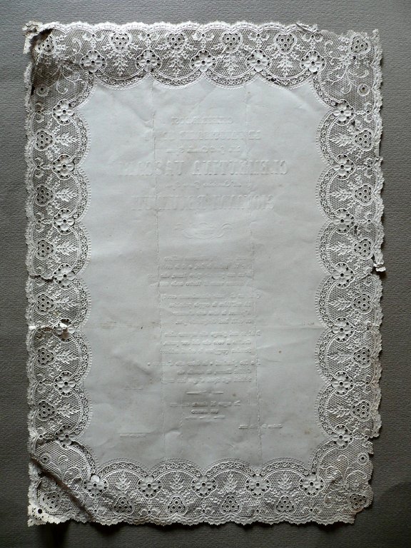 Sonetto Nozze Clementina Vaccari Giovanni Benvenuti Modena 1871 Traforato