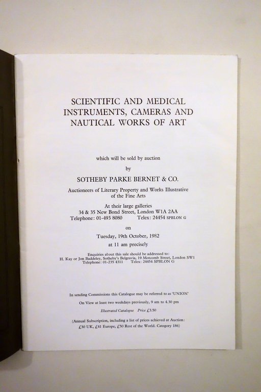 Sotheby Catalogo d'Asta Scientific and Medical Instruments Cameras London 1982 | Immagine Gallery 2