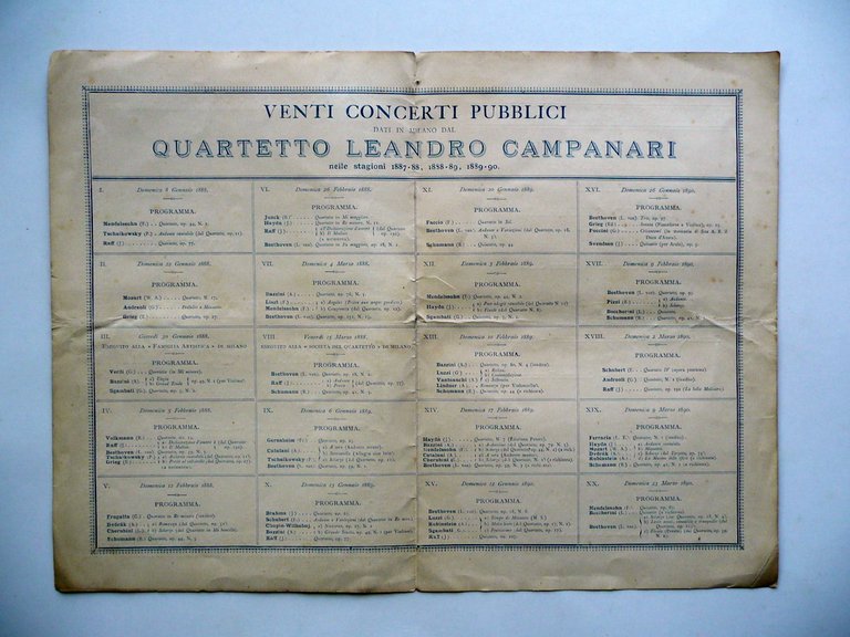 Souvenir Quartetto Leandro Campanari Milano 20 Concerti Pubblici 1887-90 Musica | Immagine Gallery 2