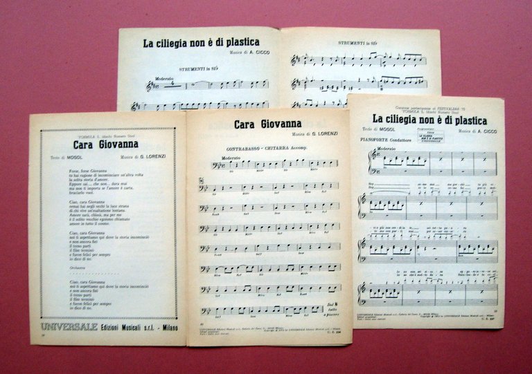 Spartiti Formula 3 due brani testi Mogol 1973 Universale Ed …