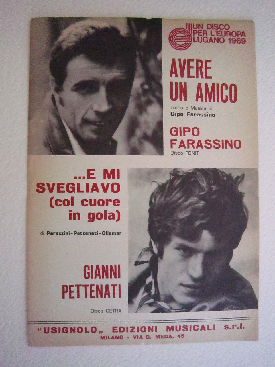 Spartiti Musica Disco Per L'europa Gipo Farassino Avere Un Amico …