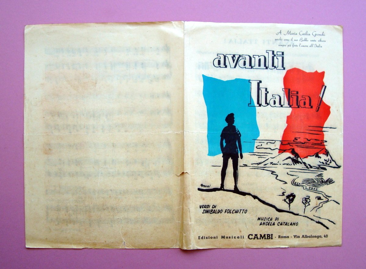 Spartito Avanti Italia a Maria Cecilia Gronchi 1954 Folchitto Cataleno …