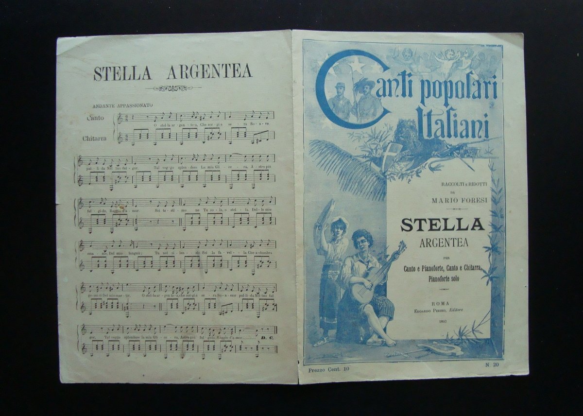 Spartito Canti Popolari Italiani Stella Argentea 1893 Edoardo Perino Ed …