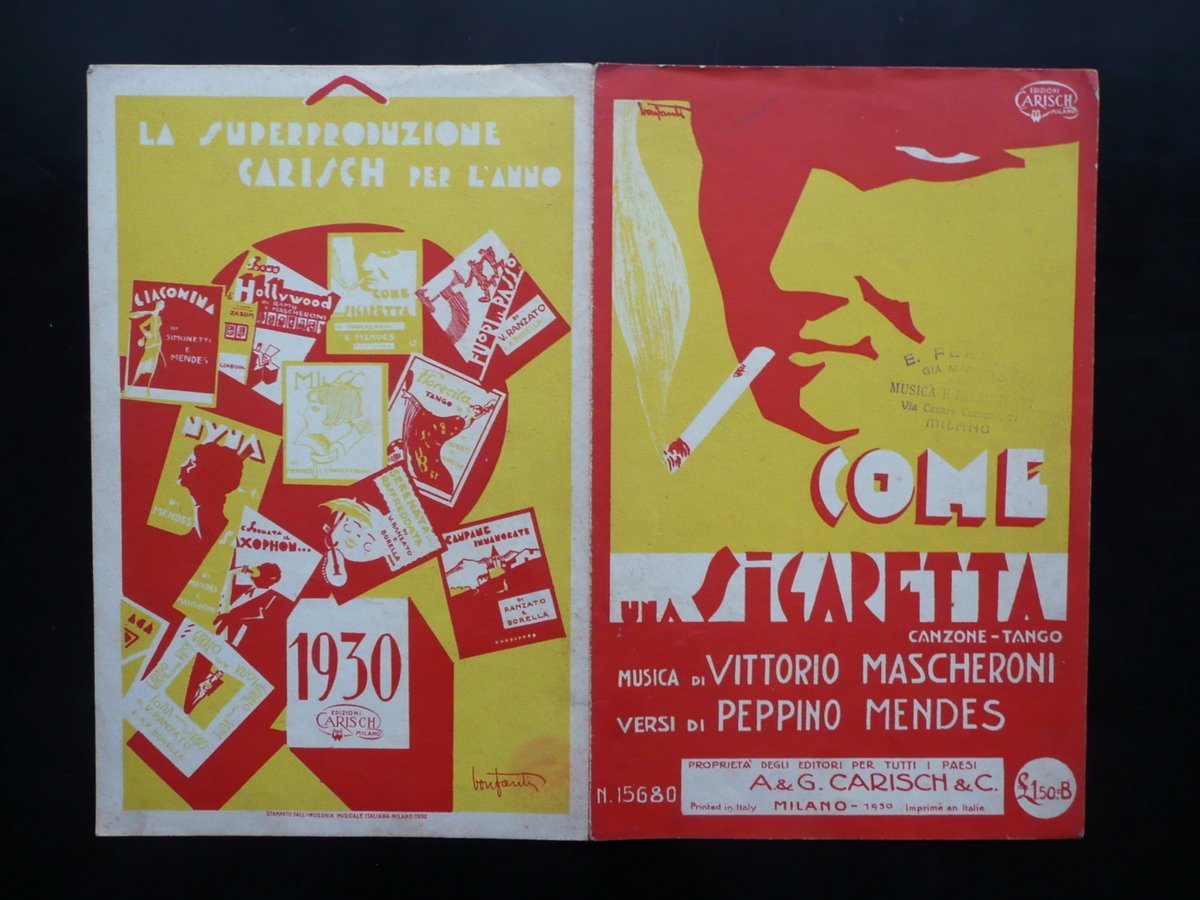 Spartito Come una Sigaretta Tango Mascheroni Mendes Carisch 1929 Bonfanti …