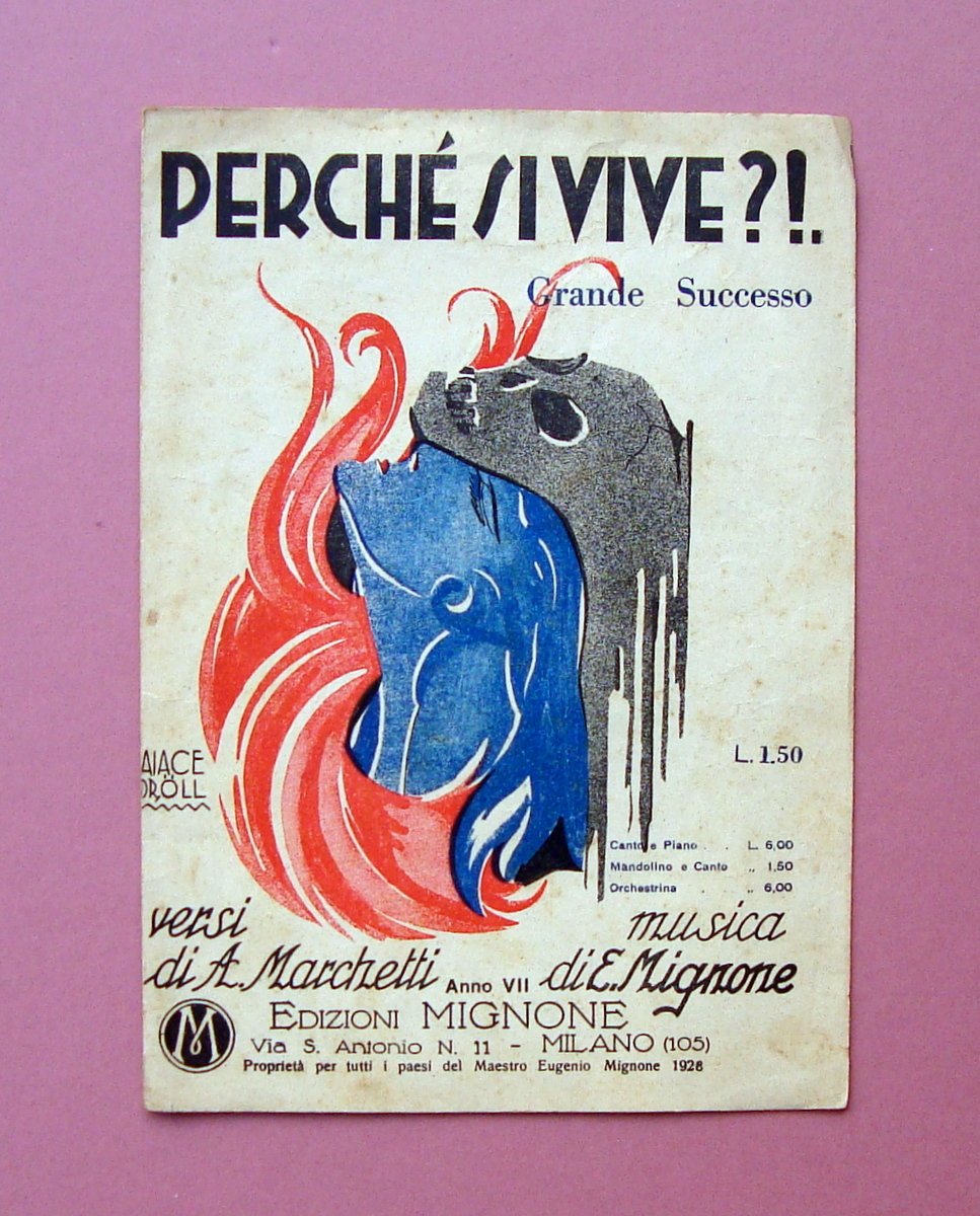 Spartito copertina Aiace Droll PerchË si Vive? Ed Mignone 1929 | Immagine principale