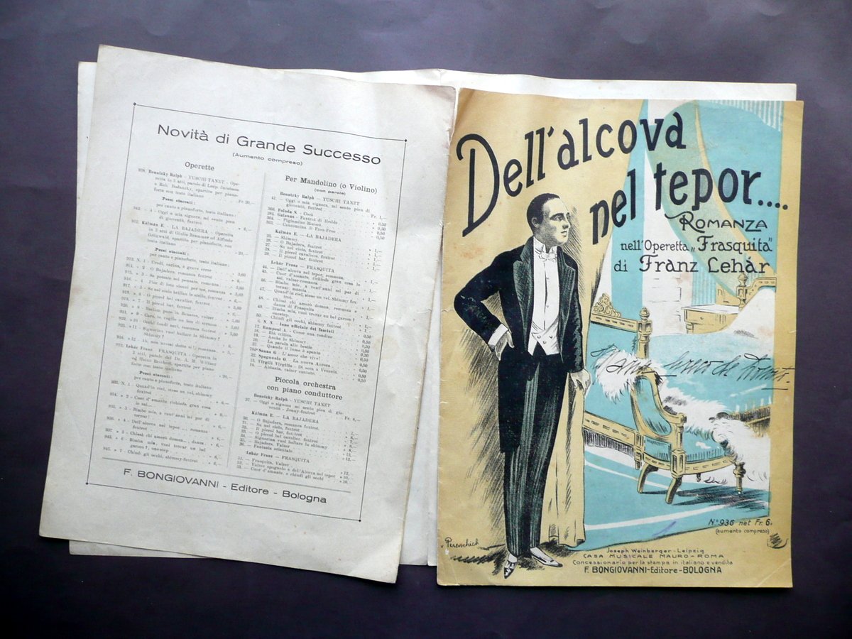 Spartito Dell'Alcova nel Tepor Romanza Frasquita Franz Lehar Bongiovanni 1922 | Immagine principale