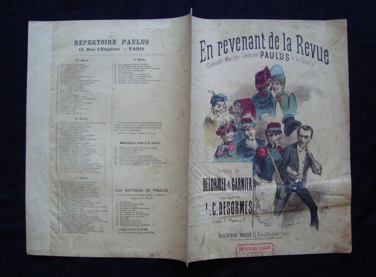 Spartito En Revenant de la Revue Delormel Garnier Parigi Faria