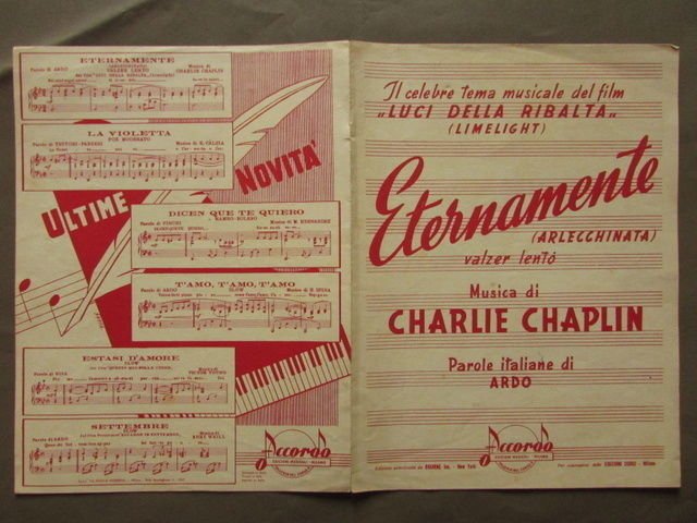 Spartito Eternamente Luci Ribalta Chaplin Valzer Ardo Musica New York 1952