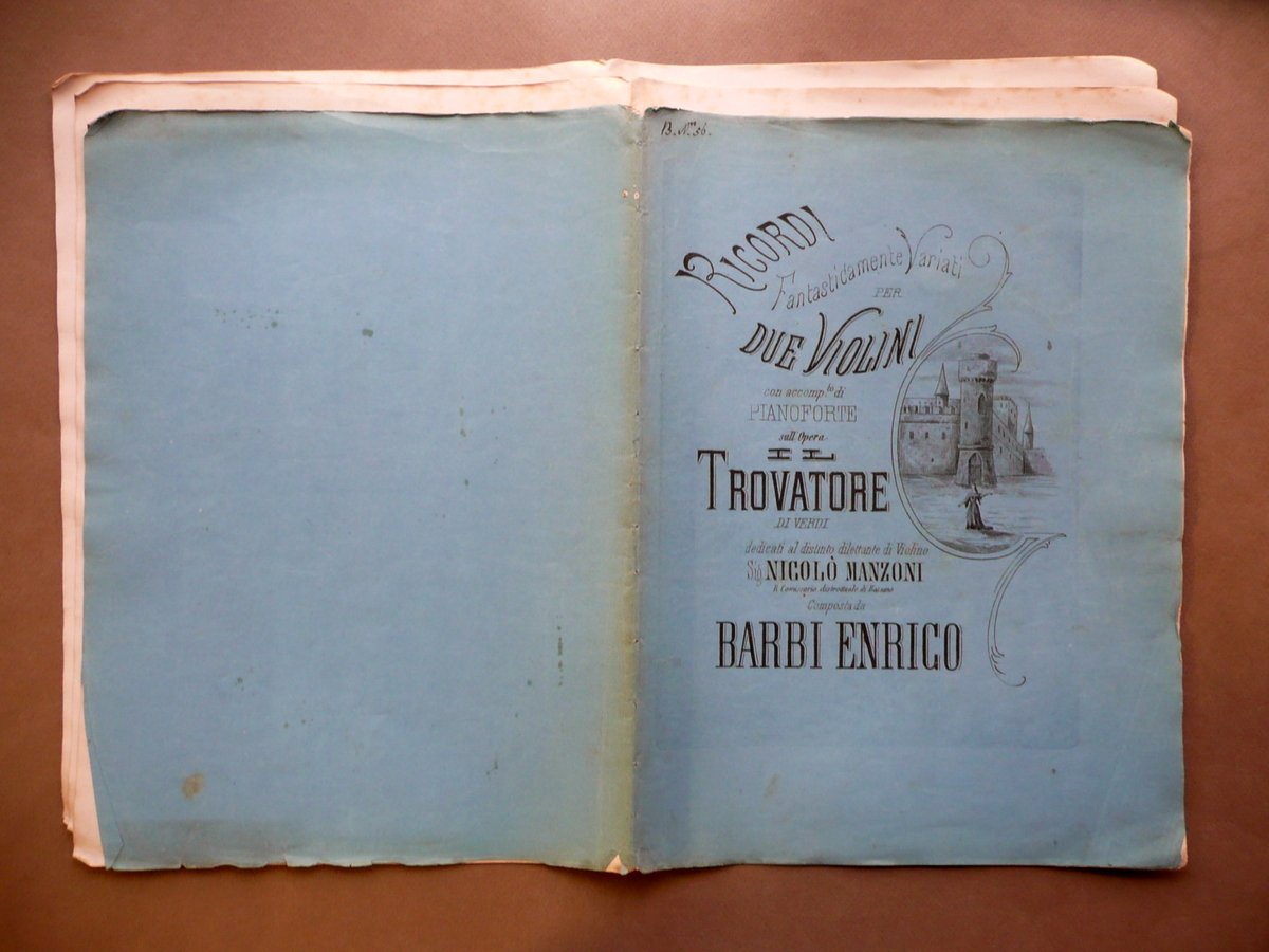 Spartito Fantasia Sopra Il Trovatore Verdi 2 Violini Barbi Trebbi …