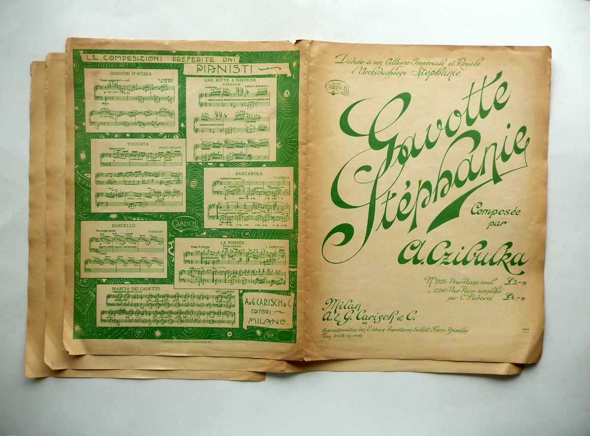 Spartito Gavotte Stephanie A. Czibulka Carisch Milano 1931 Arciduchessa Musica