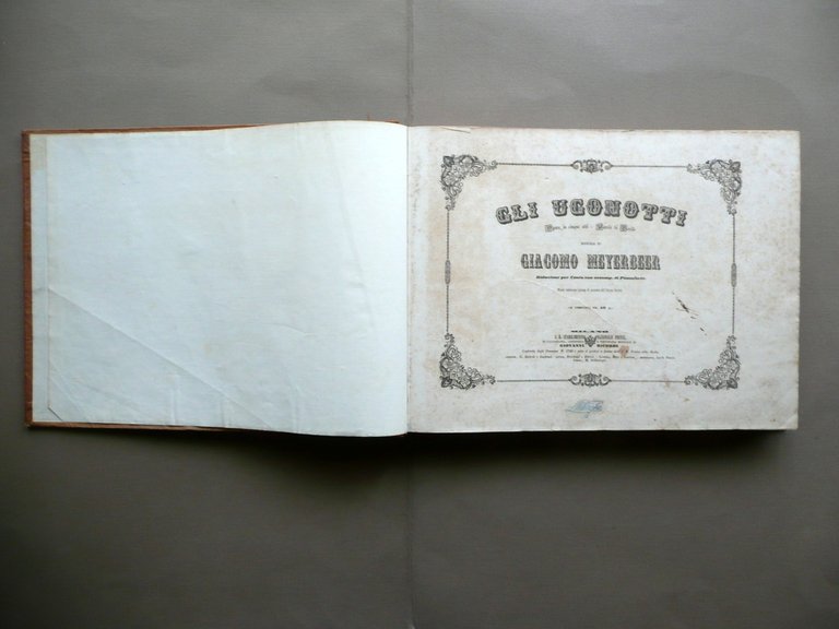 Spartito Gli Ugonotti Giacomo Meyerbeer Canto e Pianoforte Ricordi Milano …