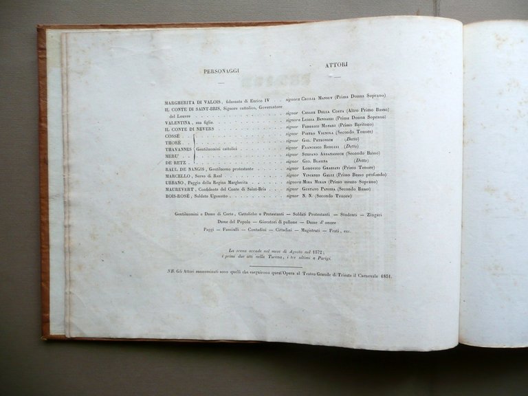 Spartito Gli Ugonotti Giacomo Meyerbeer Canto e Pianoforte Ricordi Milano …