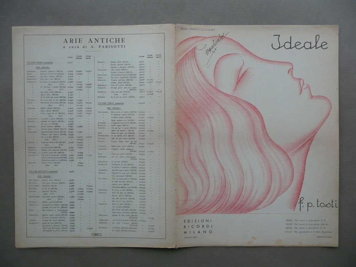 Spartito Ideale F. Paolo Tosti Edizioni Ricordi Milano Anni '30 …