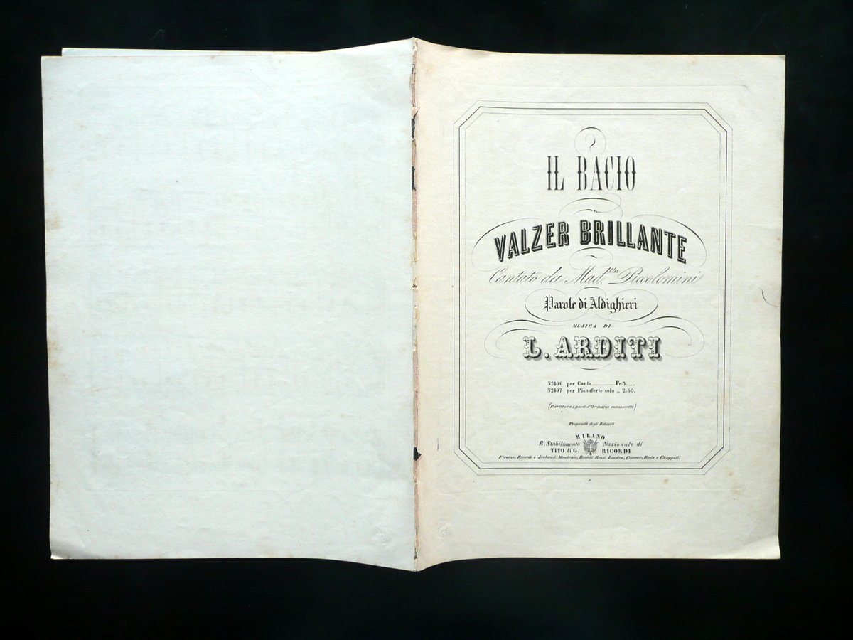 Spartito Il Bacio Valzer Cantato Piccolomini Musica di L. Arditi … | Immagine principale