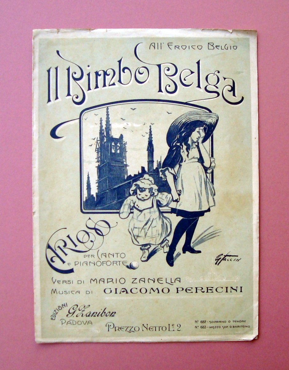 Spartito Il Bimbo Belga versi Zanella Musica Perecini Maestro Pigatti …
