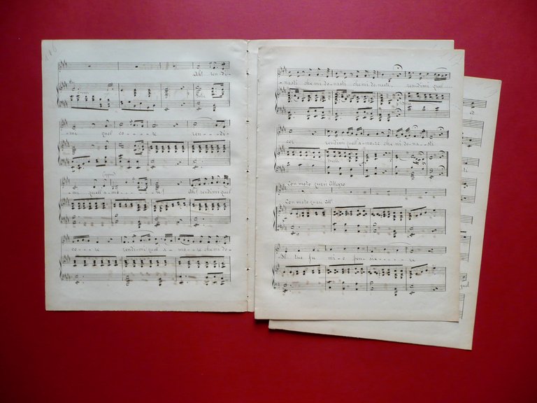 Spartito Manoscritto Aria nell'Opera Militare Secolo XVI∞ Abate Rossi 1645